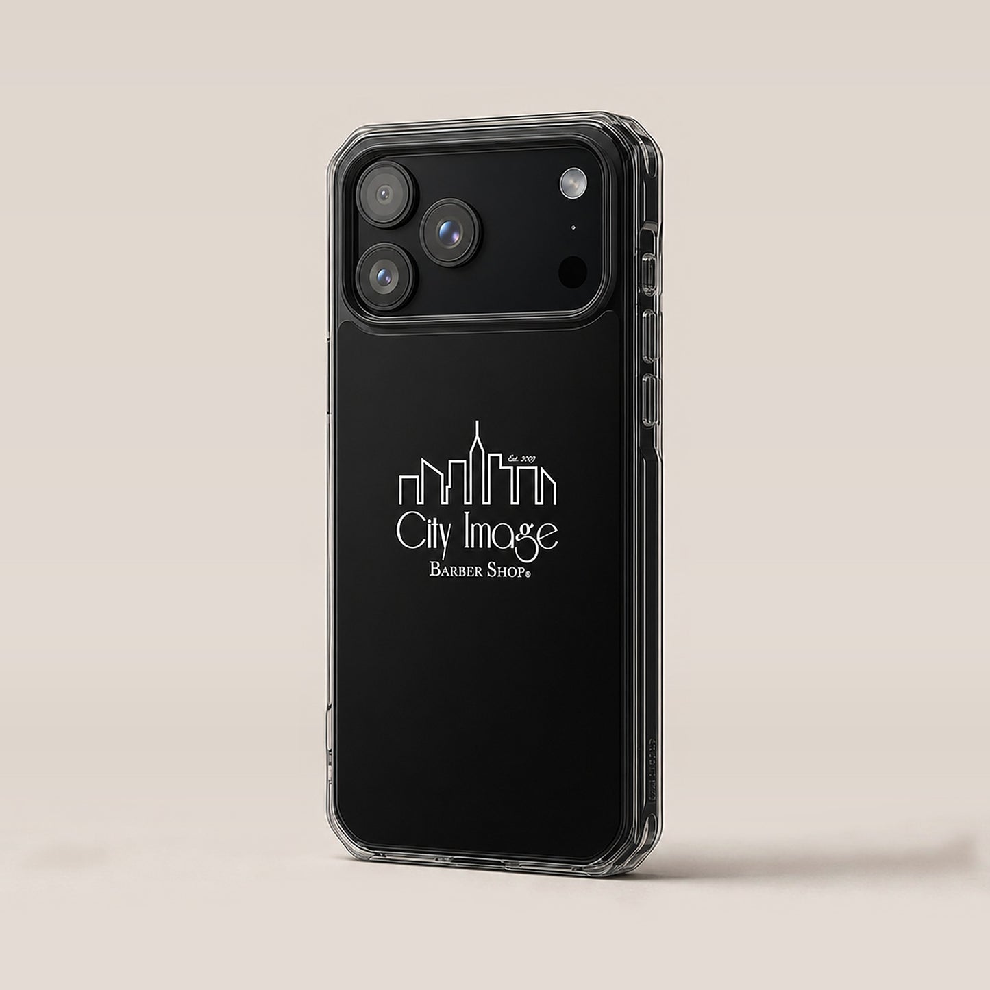 City Image Logo iPhone® Case (Black) — on model