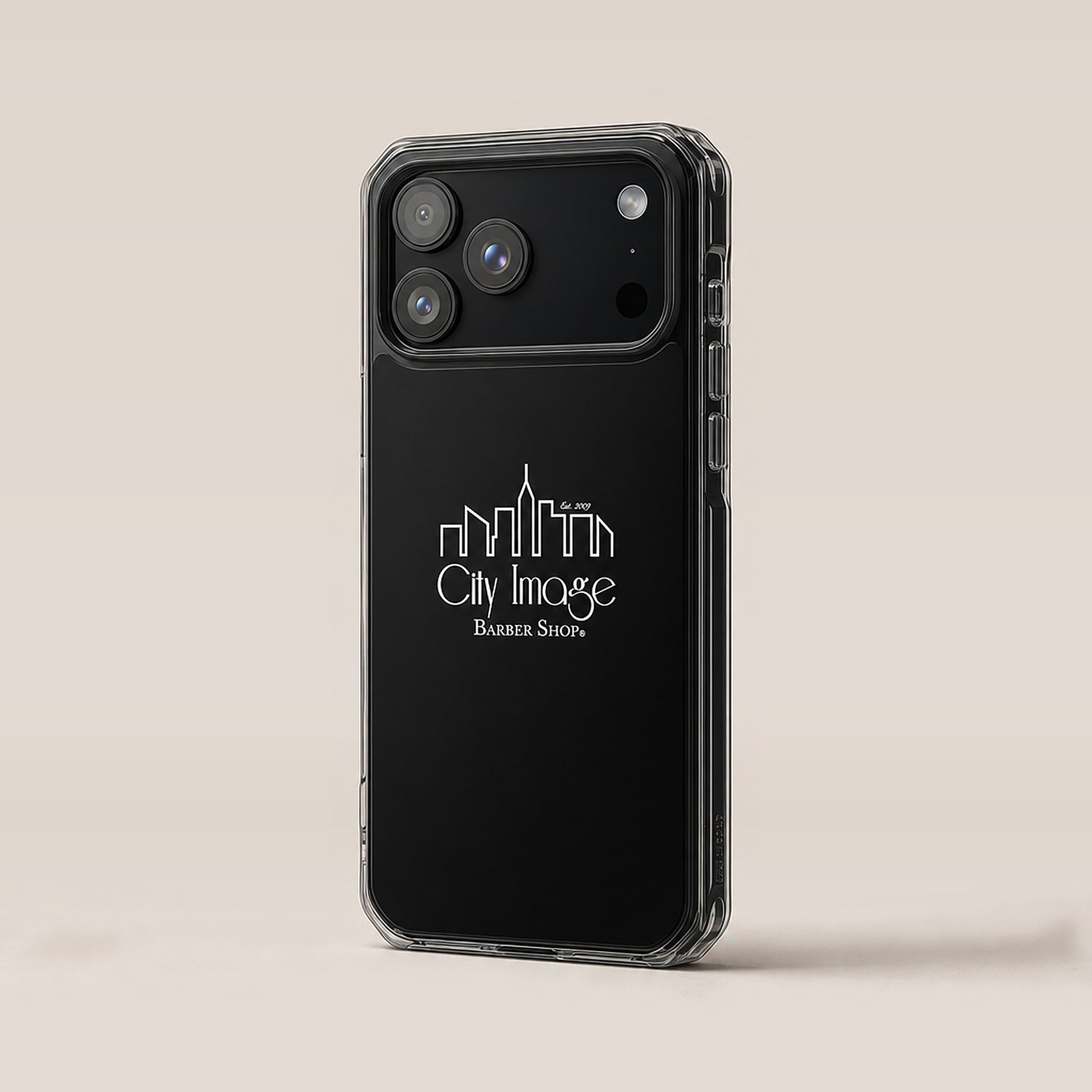 City Image Logo iPhone® Case (Black) — on model