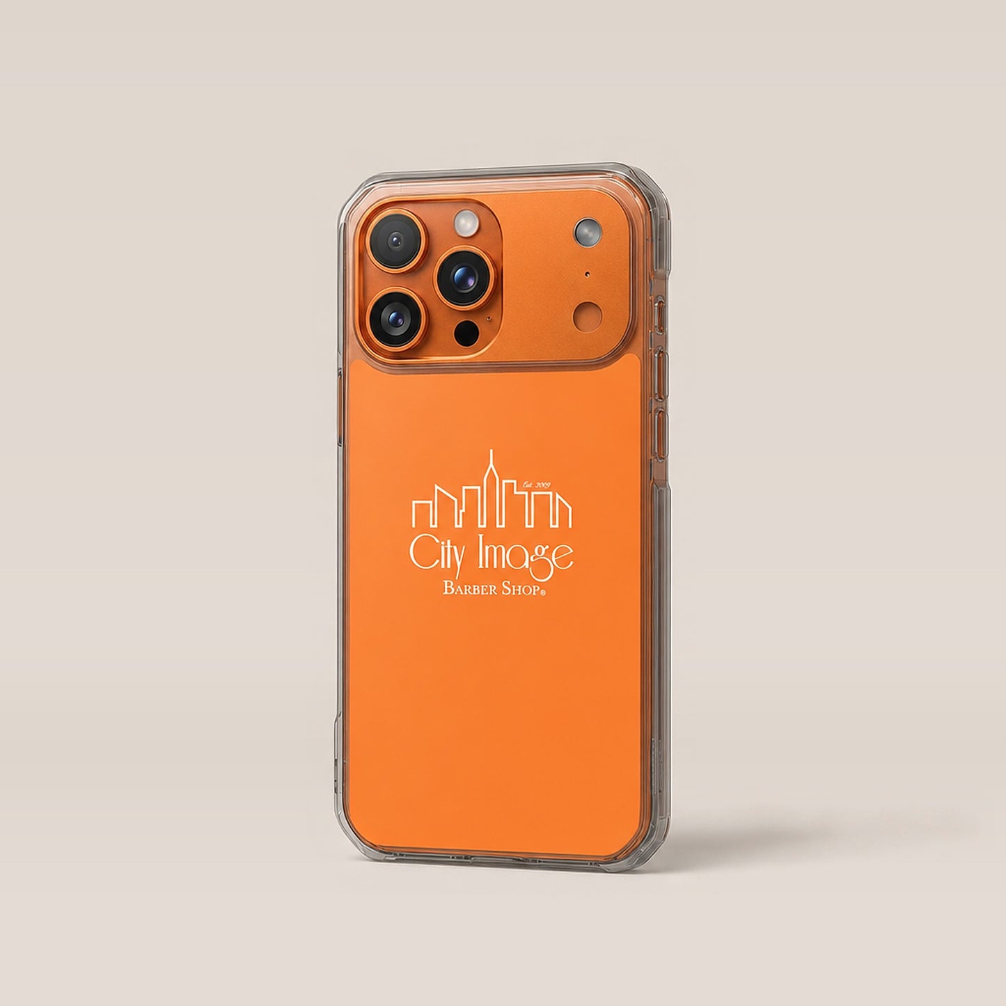 City Image Logo iPhone® Case (Orange) — on model