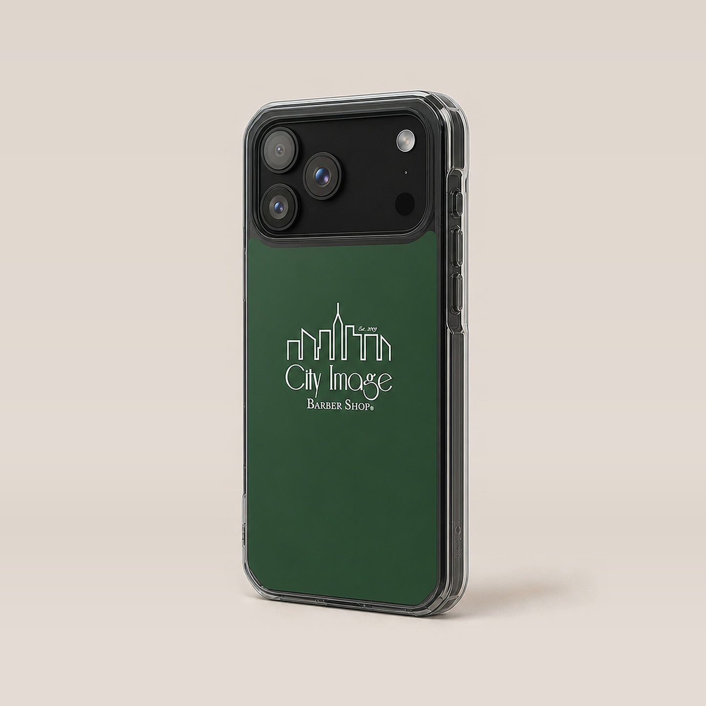 City Image Logo iPhone® Case (Forest Green) — on model