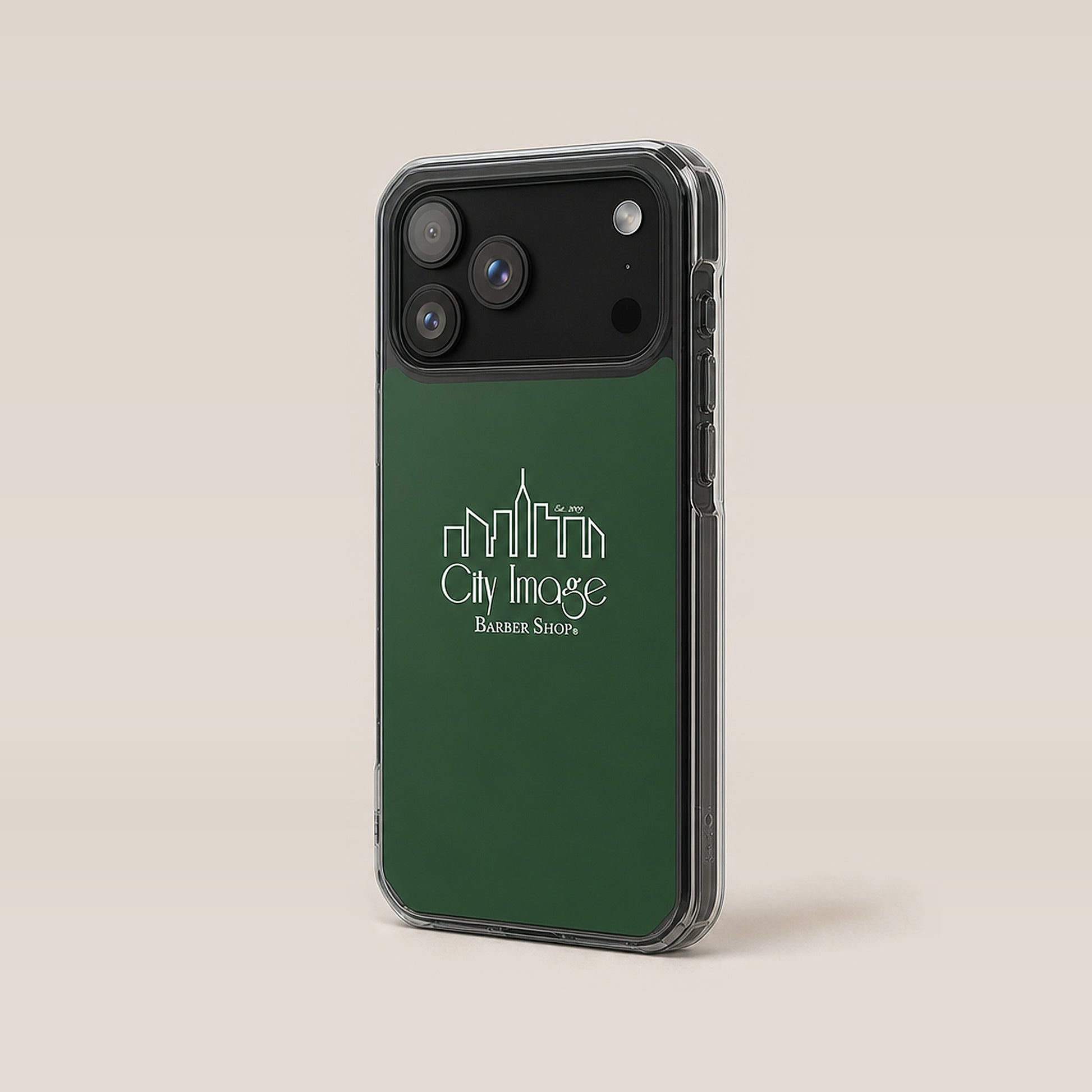 City Image Logo iPhone® Case (Forest Green) — on model