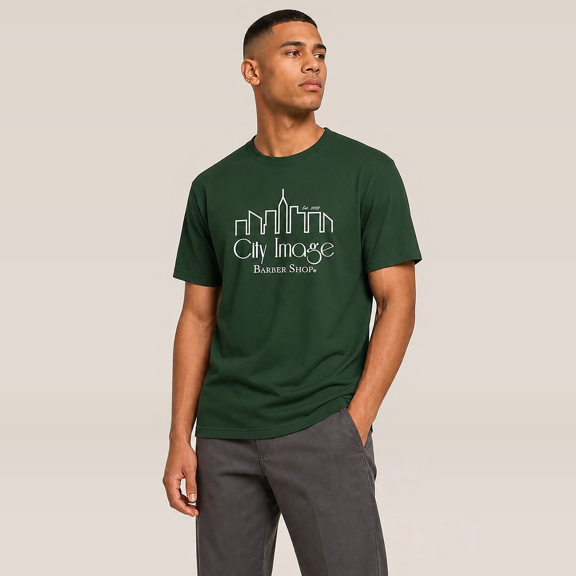 City Image Logo T-Shirt (Forest Green) - City Image Barber Shop merch, view 2