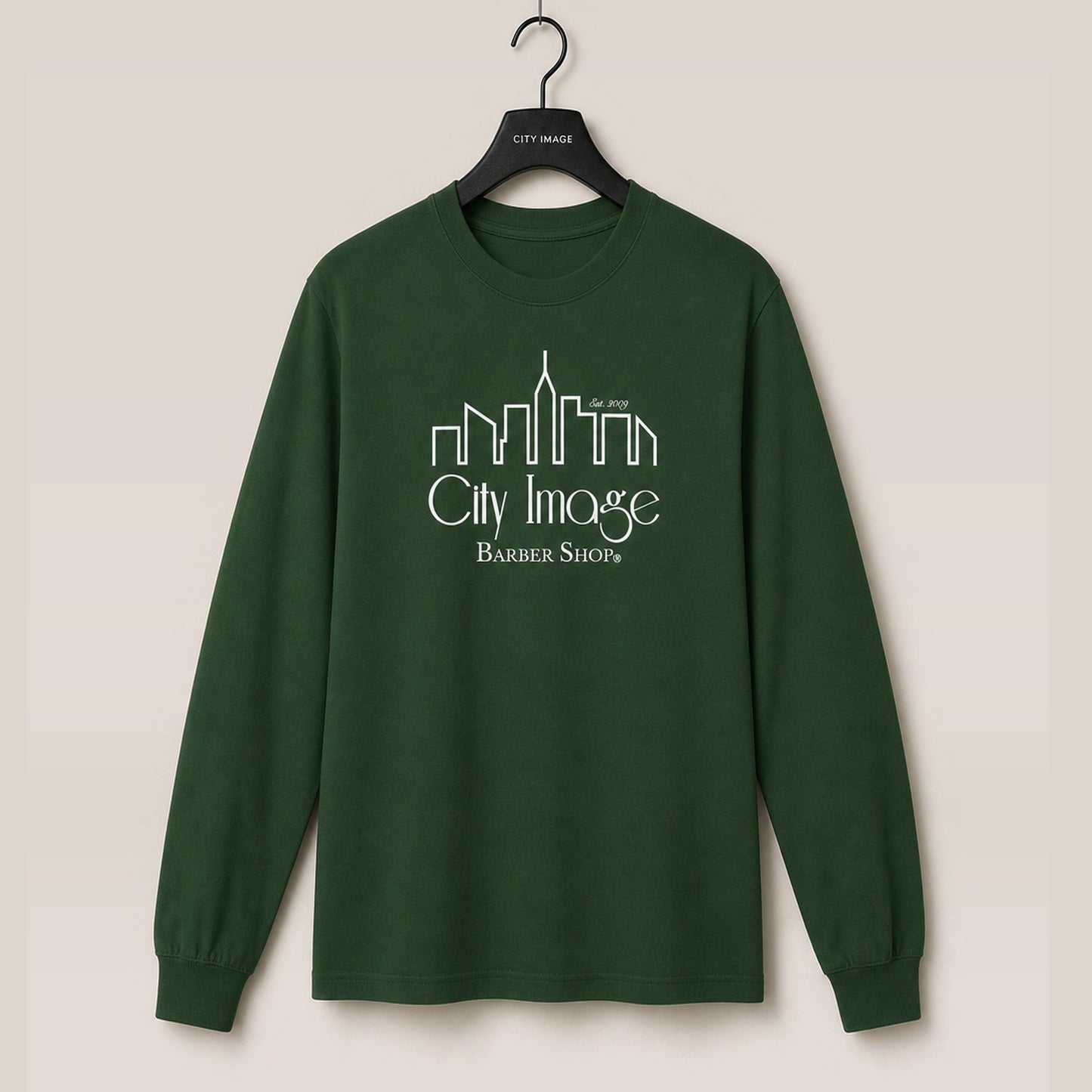 City Image Logo Long Sleeve T-Shirt (Forest Green) — front