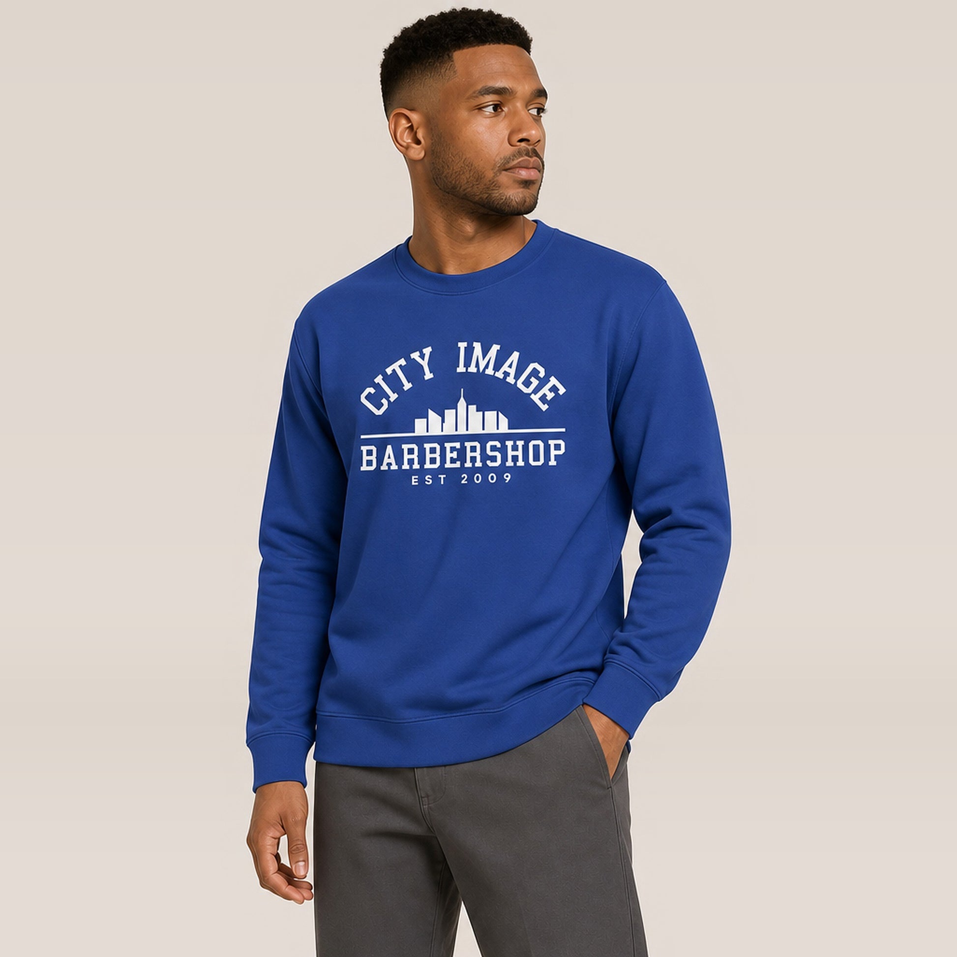 City Image College Crewneck Sweatshirt (Team Royal) — on model