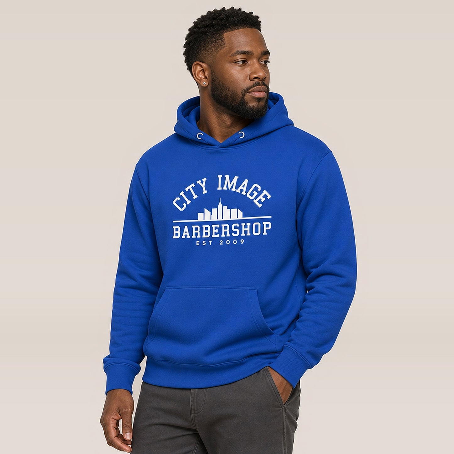 City Image College Hoodie (Team Royal) — on model