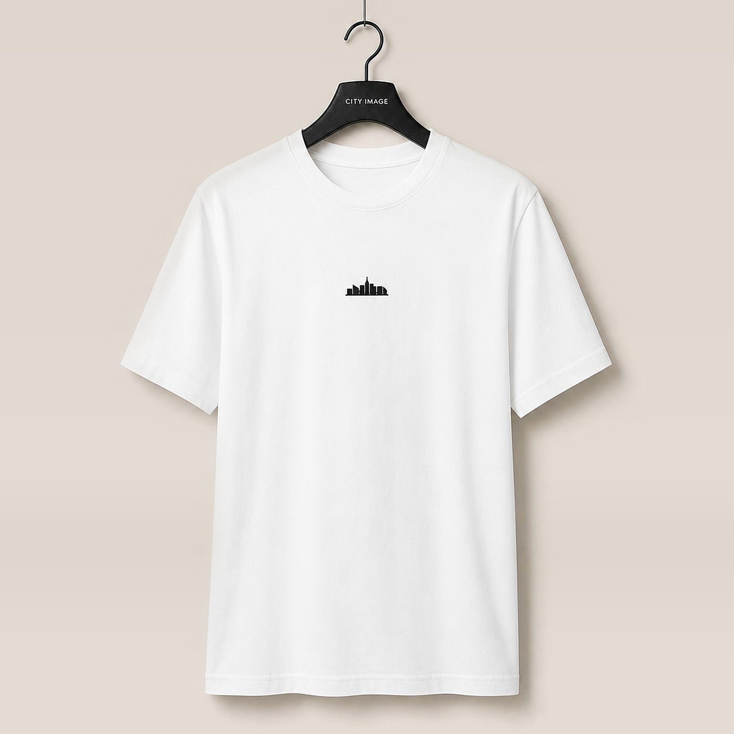 Embroidered Skyline Heavyweight Tee (White) studio