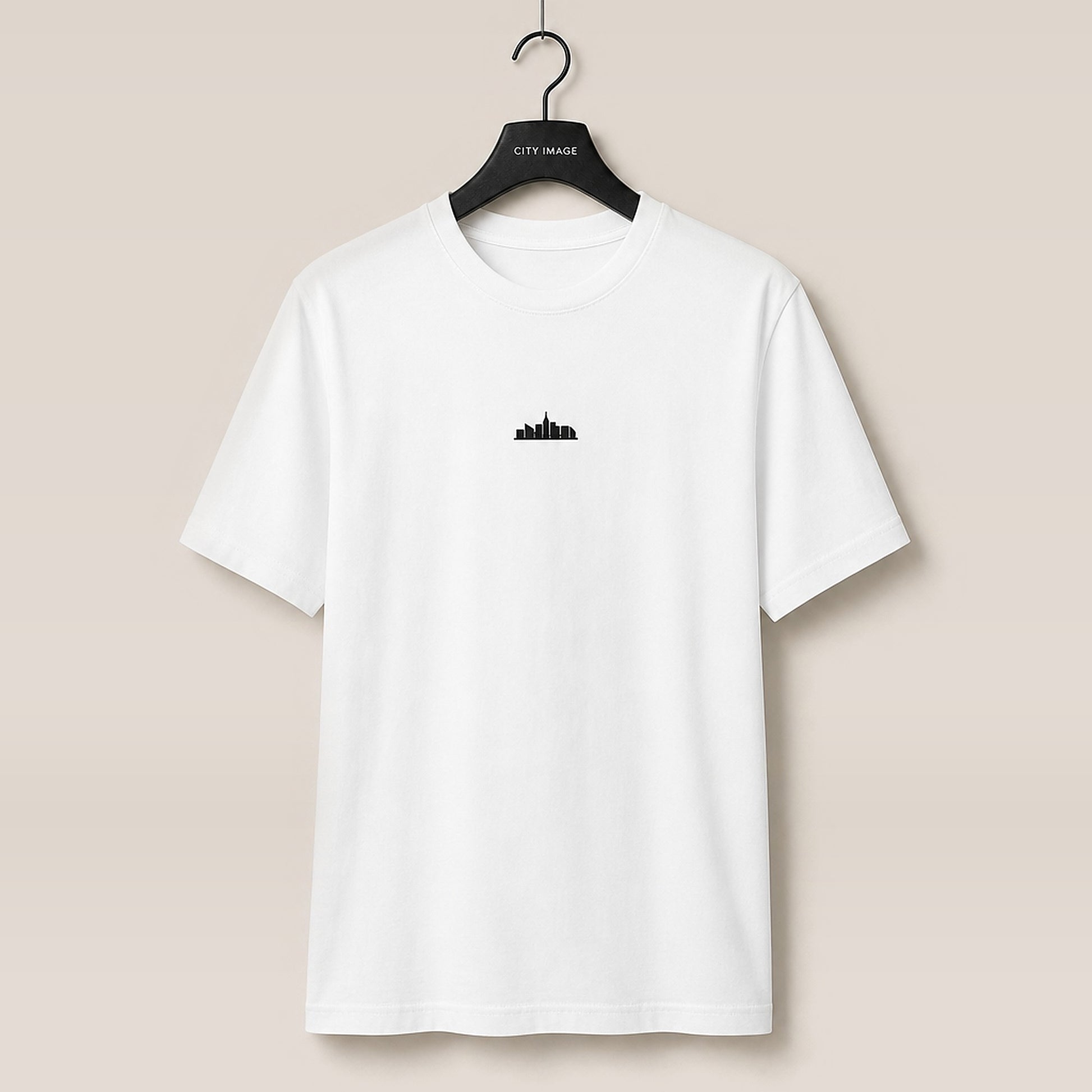 Embroidered Skyline Heavyweight Tee (White) studio
