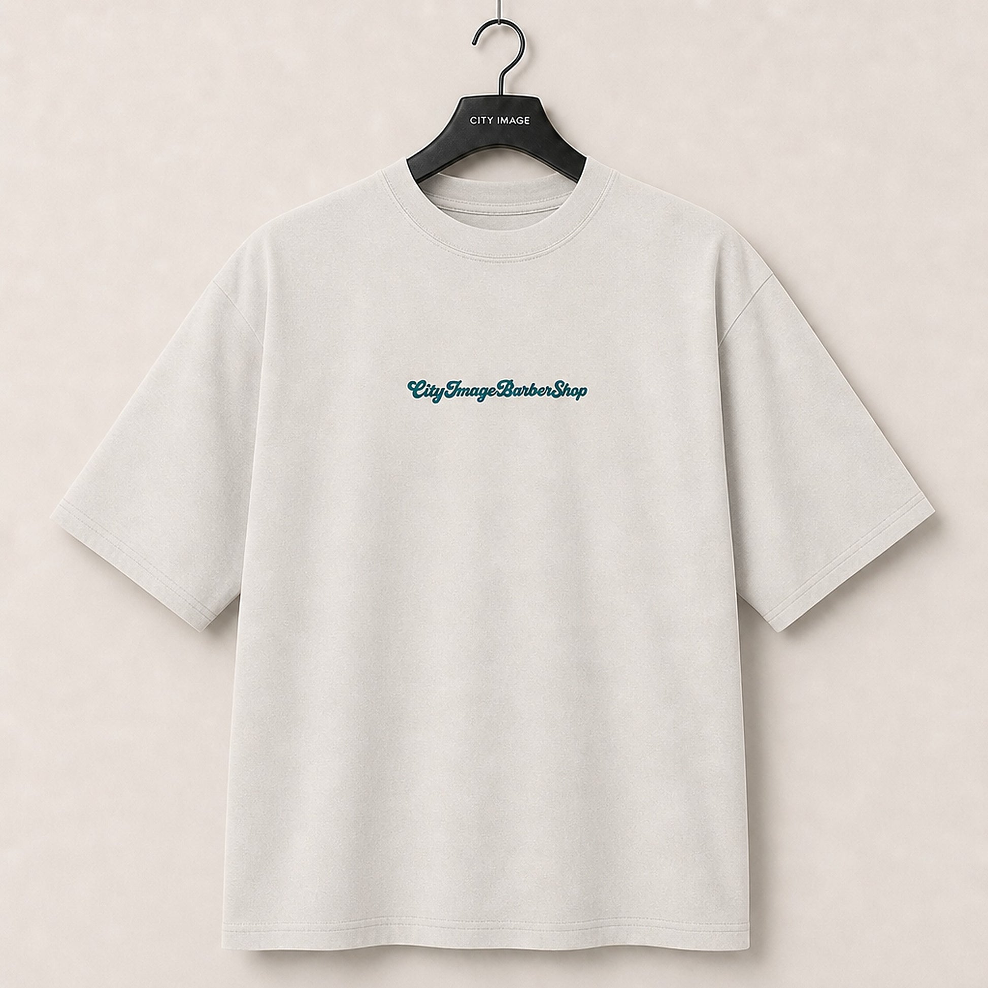 City Image Logo Script Oversized Tee (Faded Bone) - City Image Barber Shop merch, view 1
