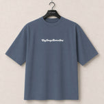 City Image Logo Script Oversized Tee (Faded Indigo)