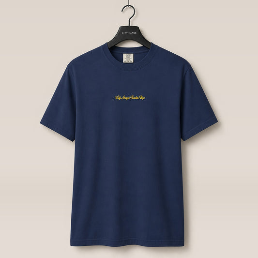 City Image Embroidered Script Tee (True Navy) studio
