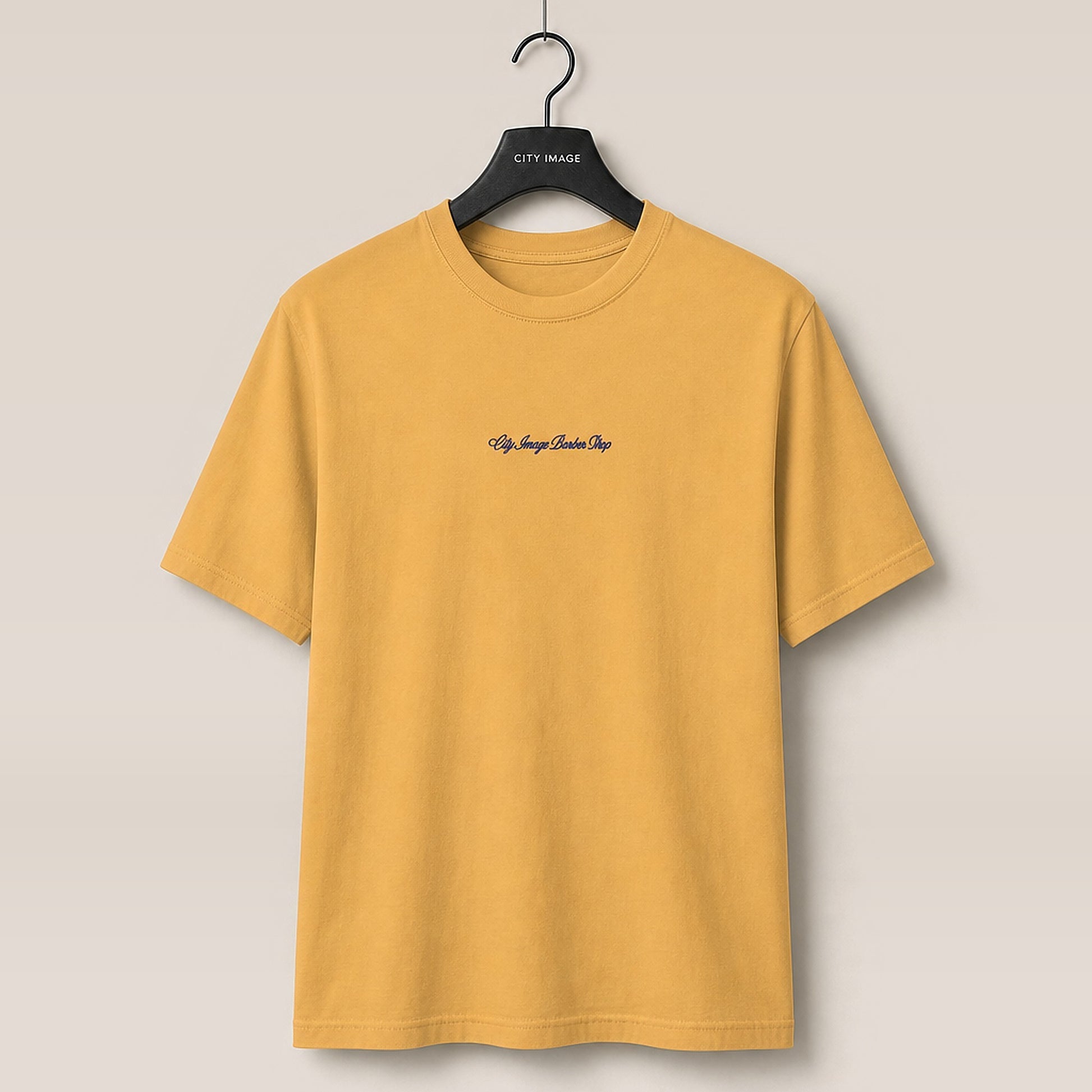 City Image Embroidered Script Tee (Mustard) studio