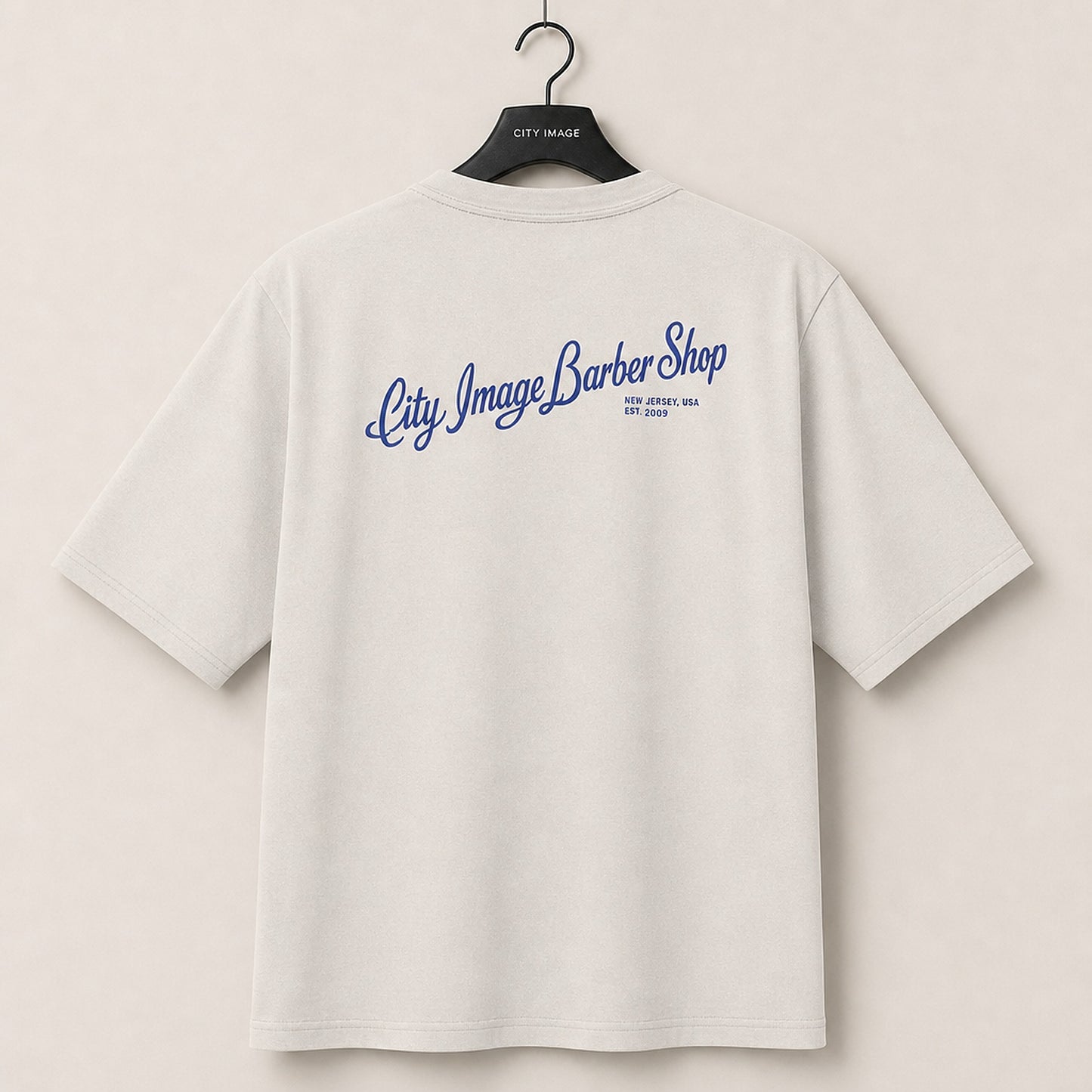 City Image Script Oversized Tee (Faded Bone) - City Image Barber Shop merch, view 1