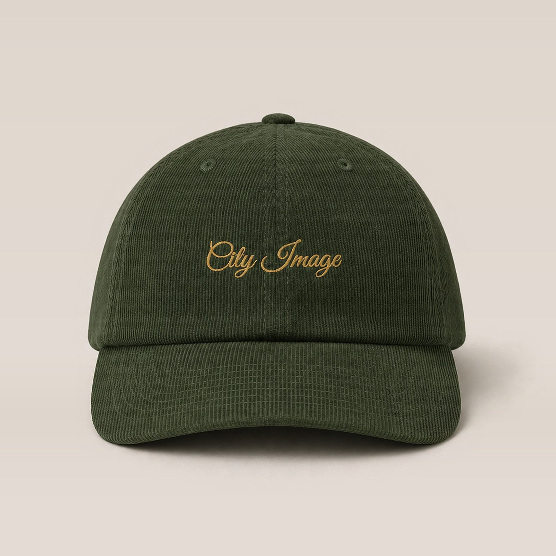 City Image Script Corduroy Hat (Dark Olive) studio
