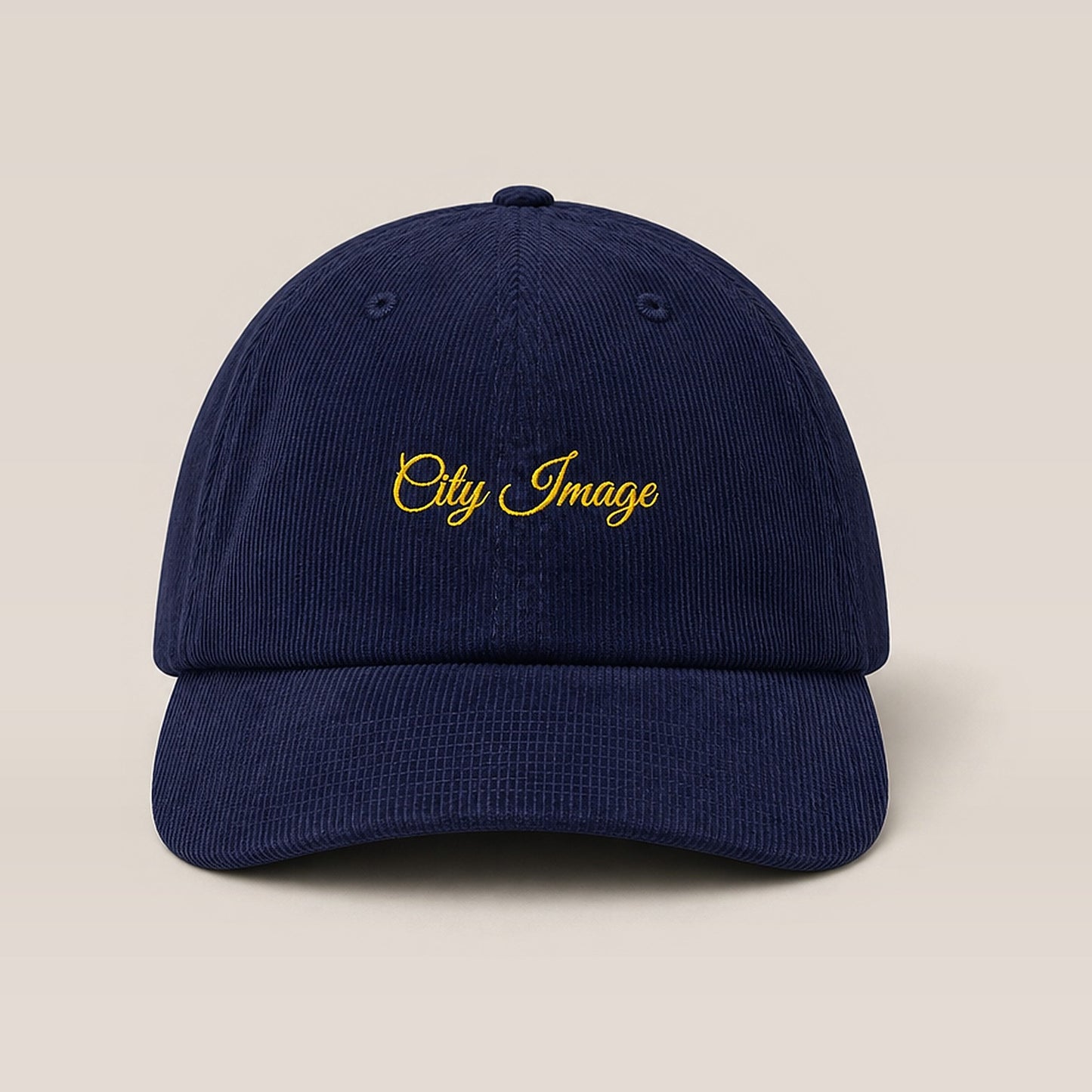 City Image Script Corduroy Hat (Navy) - City Image Barber Shop merch, view 1