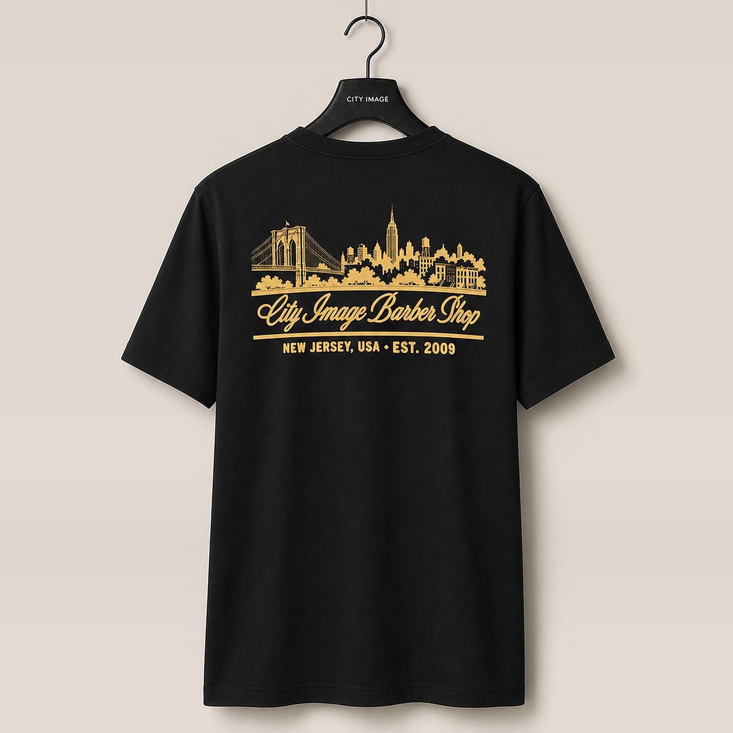 City Image Skyline Heavyweight Tee (Black) - City Image Barber Shop merch, view 1
