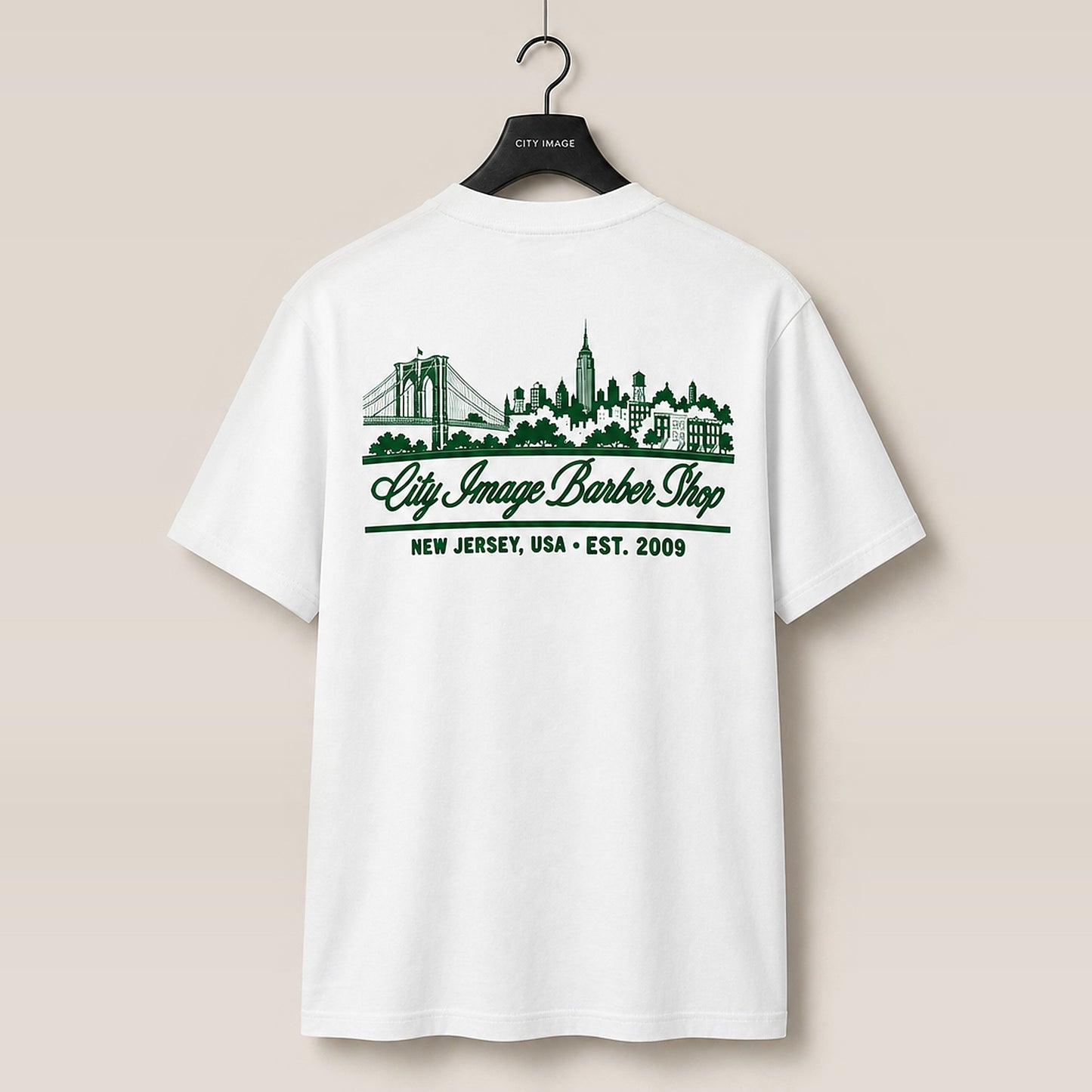 City Image Skyline Heavyweight Tee (White) - City Image Barber Shop merch, view 1