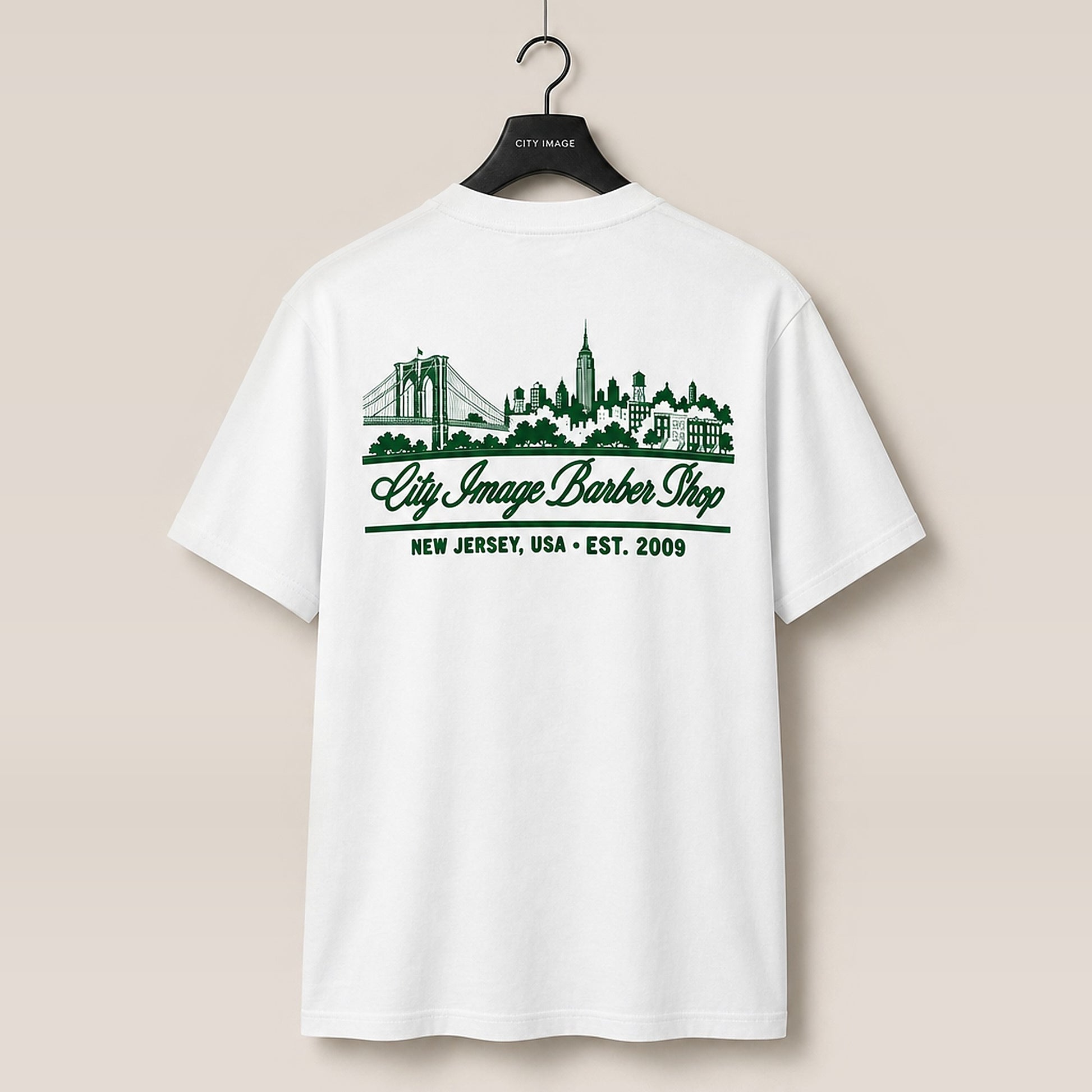 City Image Skyline Heavyweight Tee (White) - City Image Barber Shop merch, view 1