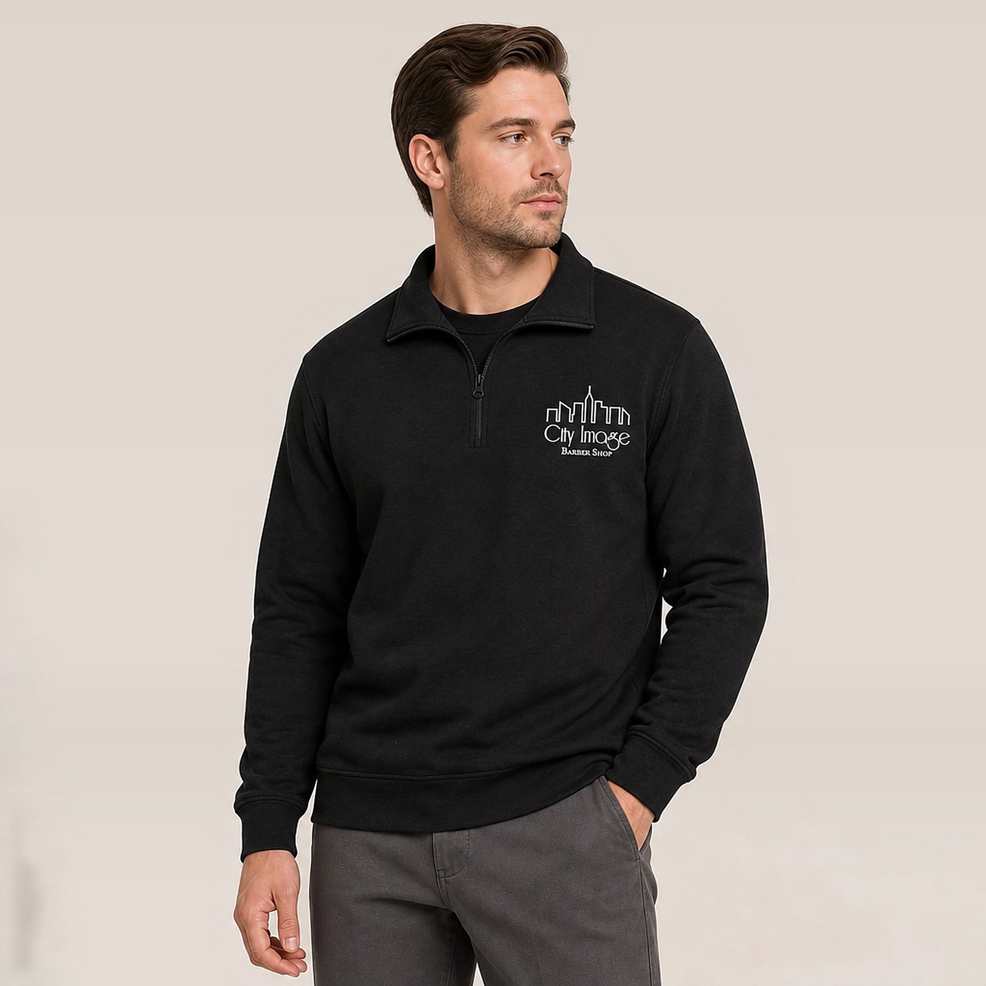 City Image 1/4 Zip (Black) on model