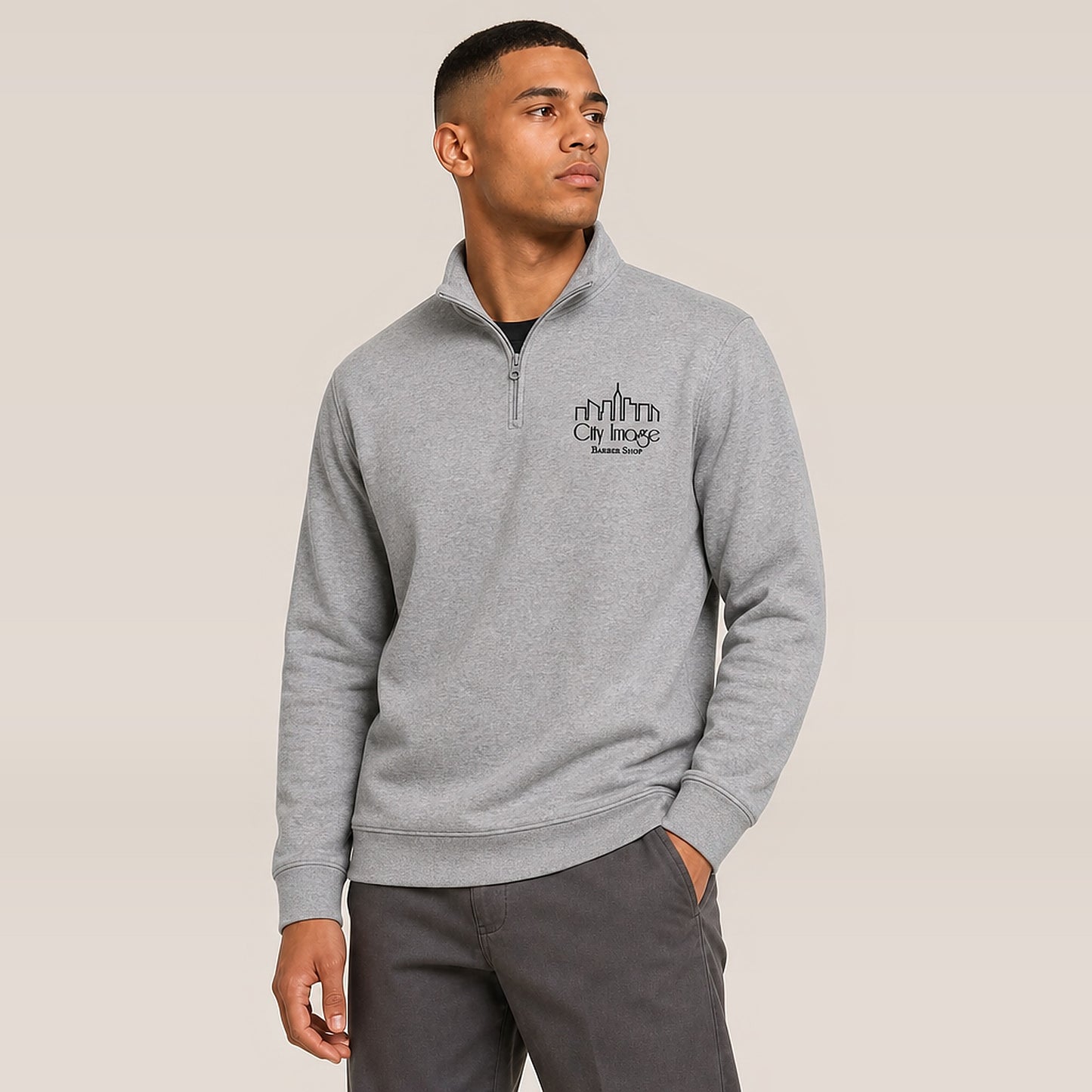 City Image 1/4 Zip (Carbon Grey) on model