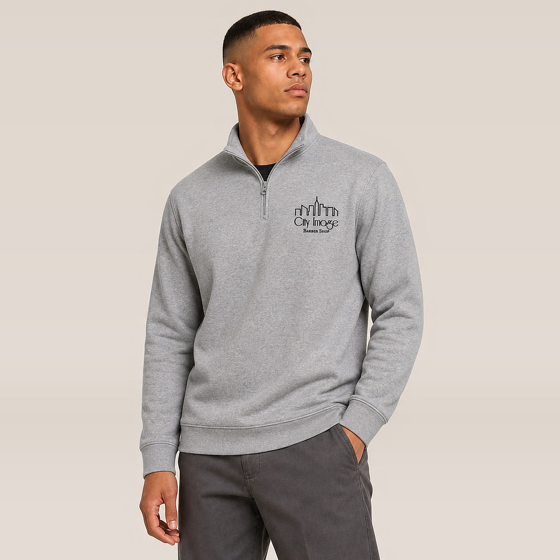 City Image 1/4 Zip (Carbon Grey) on model