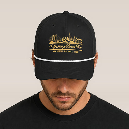 City Image Skyline Rope Cap (Black/White) on model