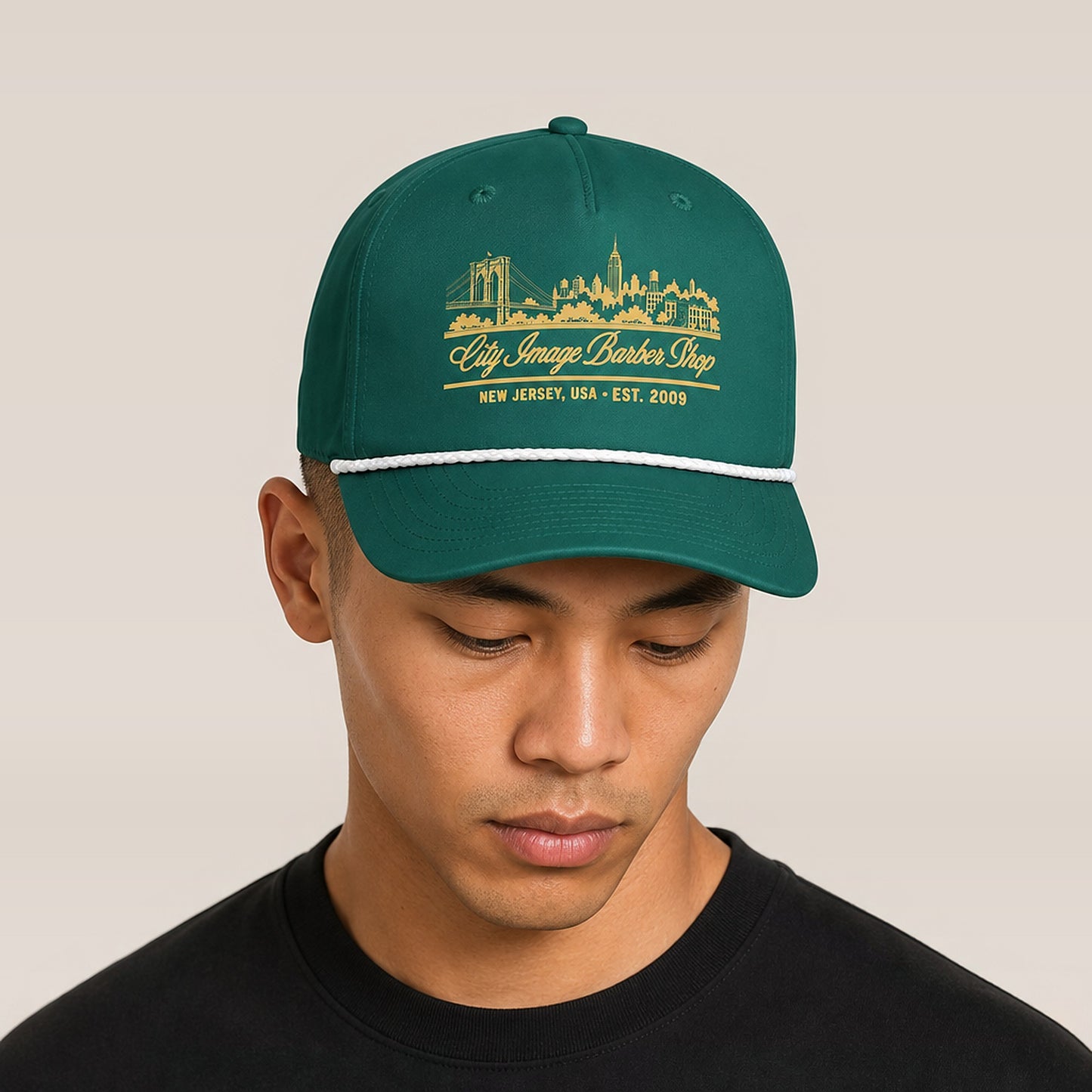 City Image Skyline Rope Cap (Kelly/White) on model