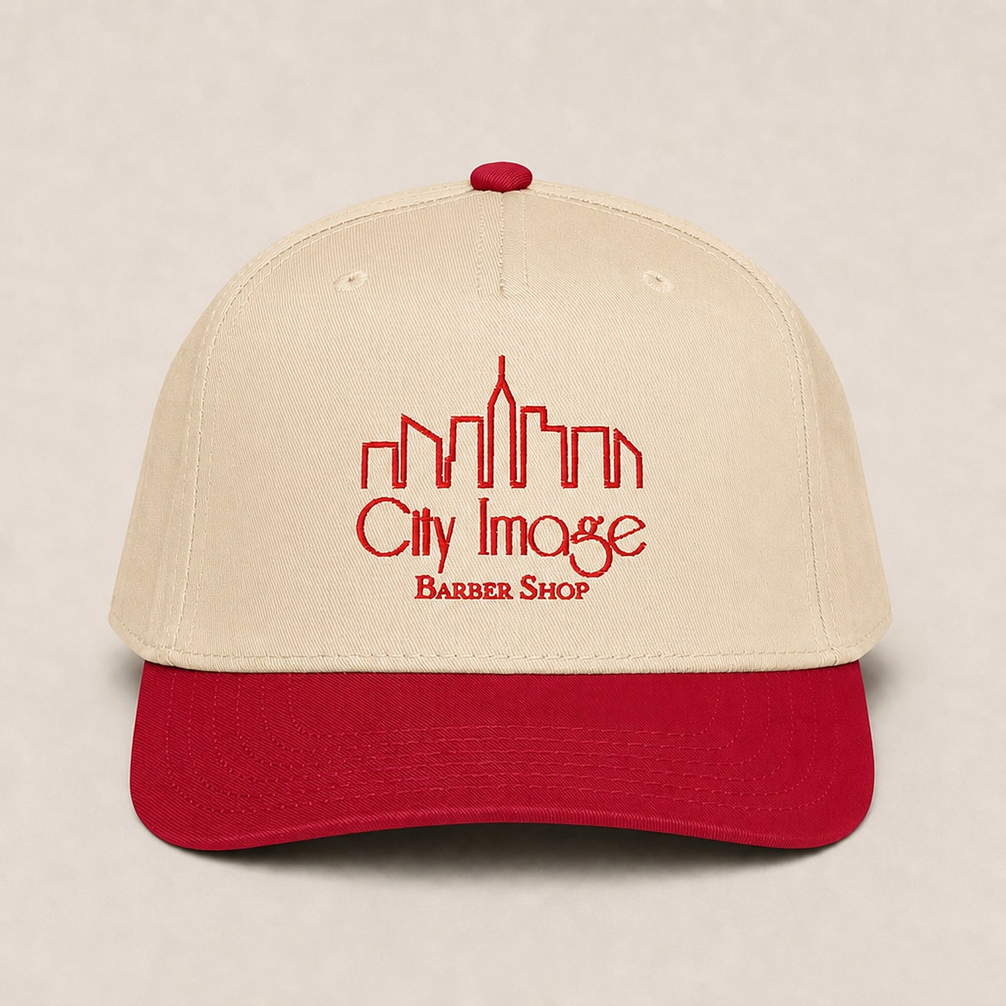 City Image Logo 5 Panel Cap (Red/Natural) studio