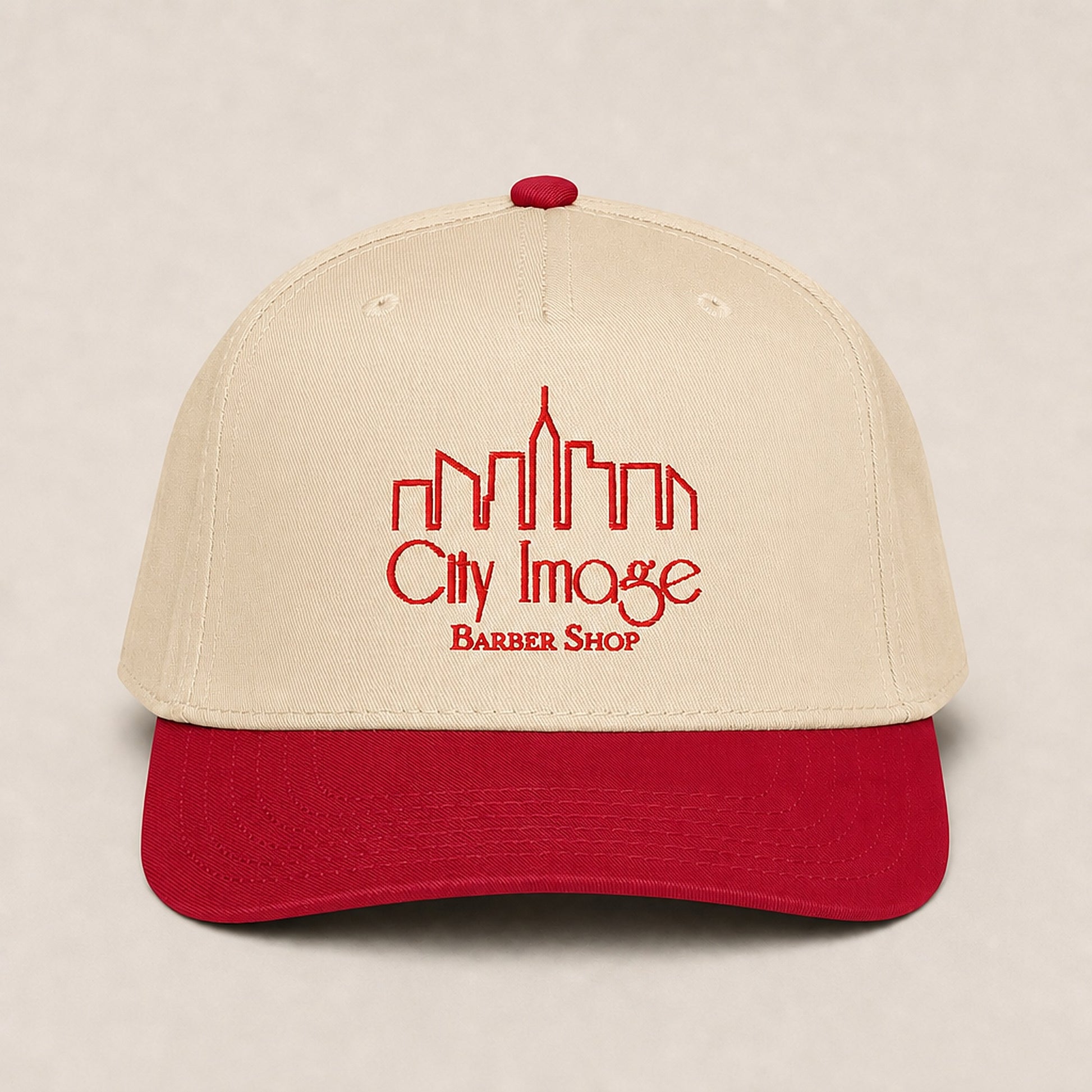 City Image Logo 5 Panel Cap (Red/Natural) studio