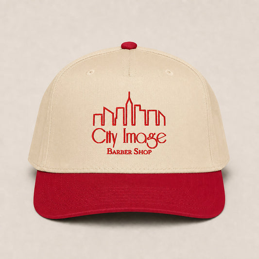 City Image Logo 5 Panel Cap (Red/Natural) studio