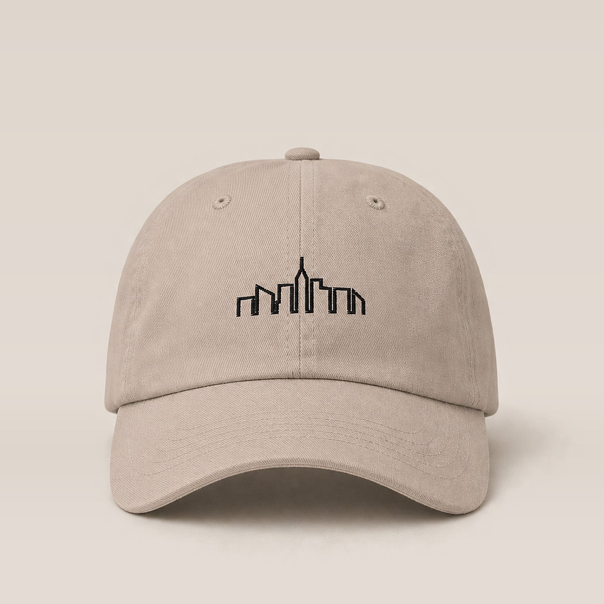 Skyline Dad Hat (Stone/White) — front
