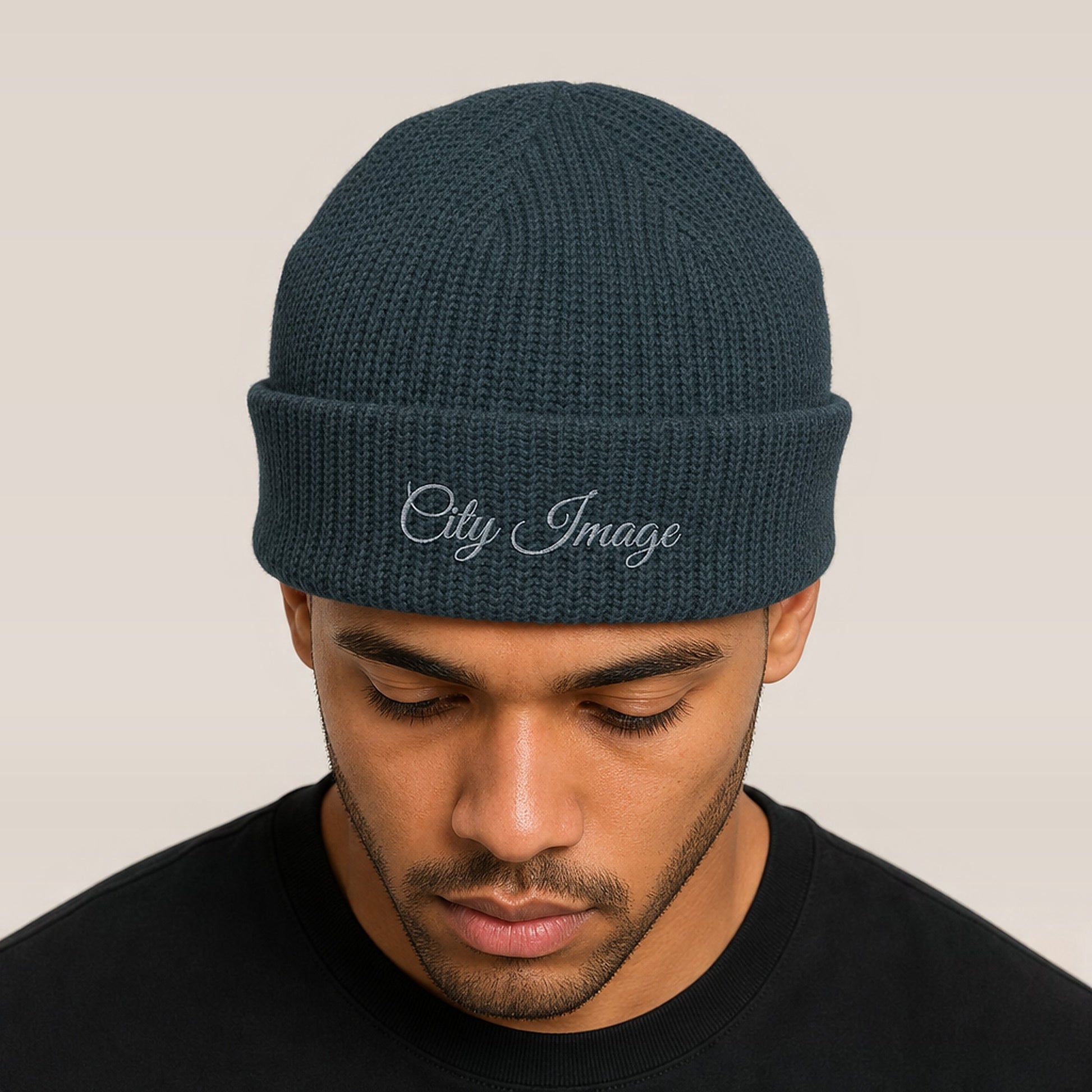 City Image Fisherman Beanie (Petrol Blue) — on model