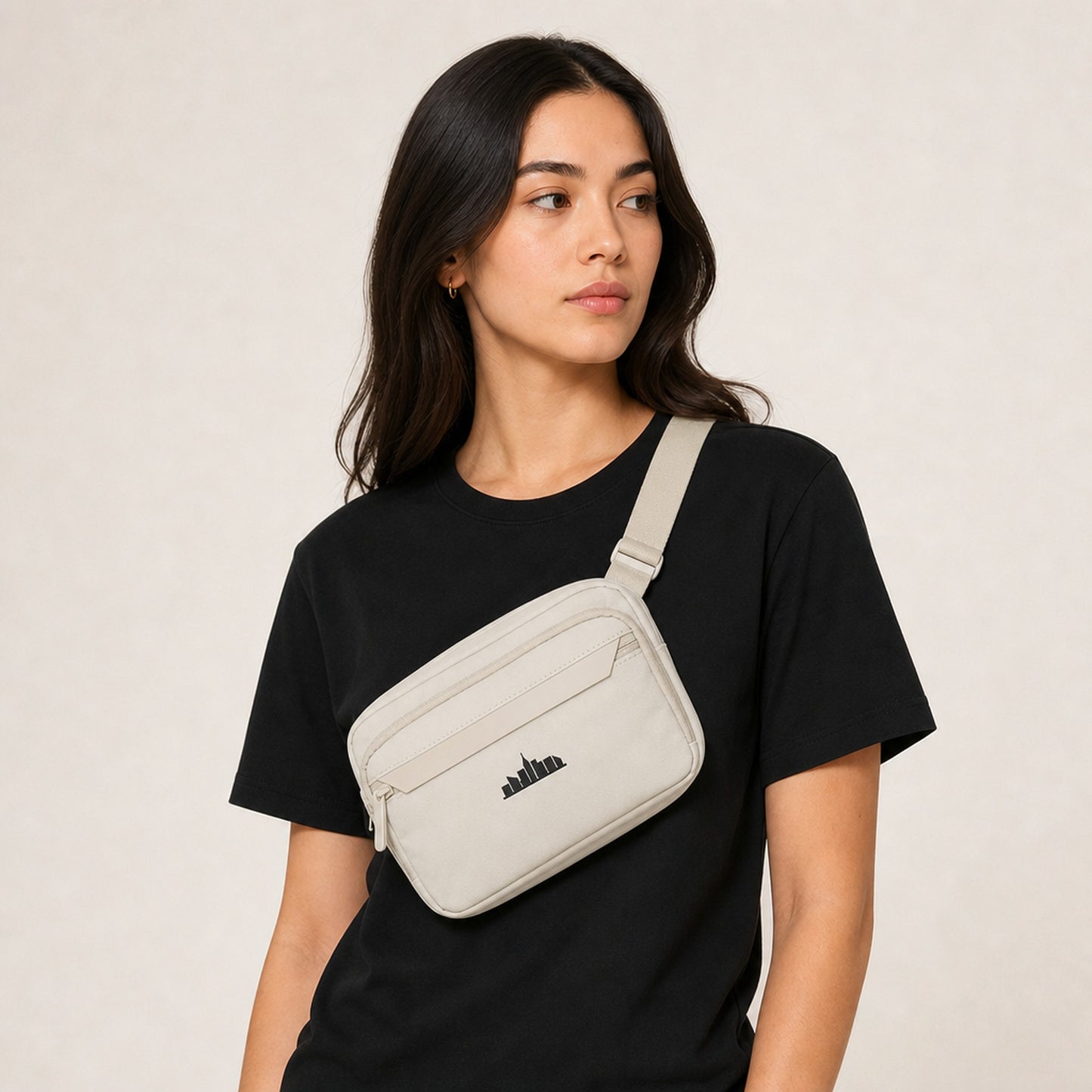 Skyline Cross Body Bag (Stone) — on model